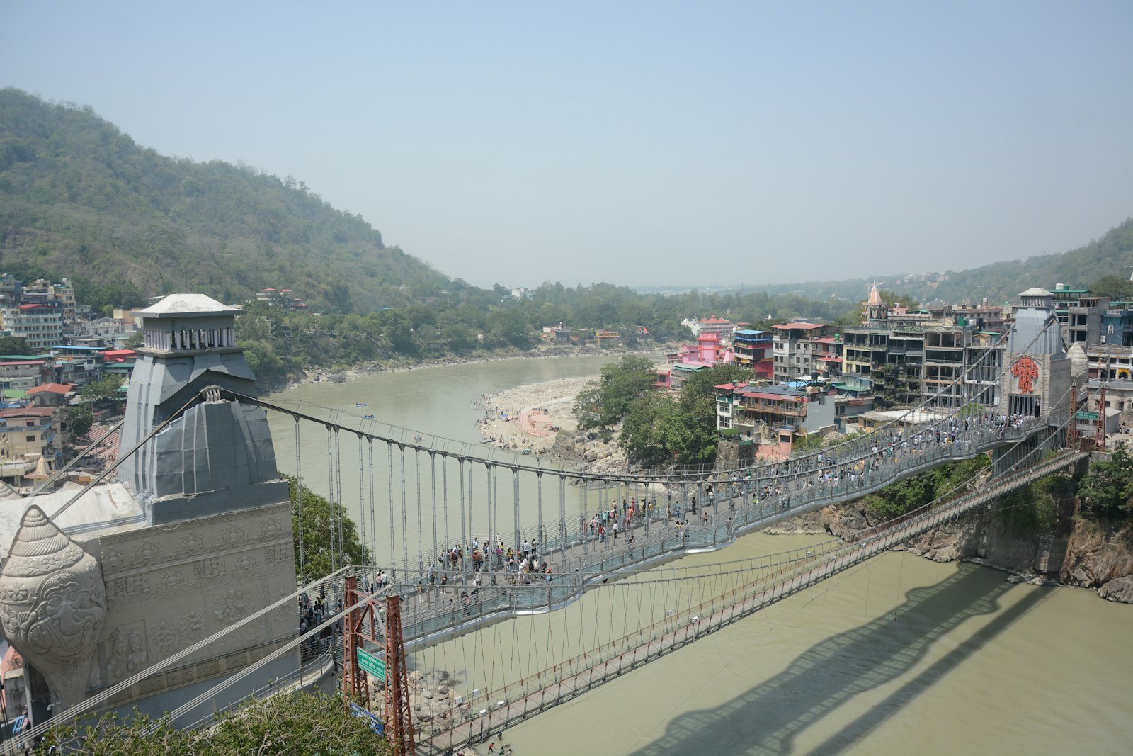 A suspension bridge over the Ganga at Rishikesh